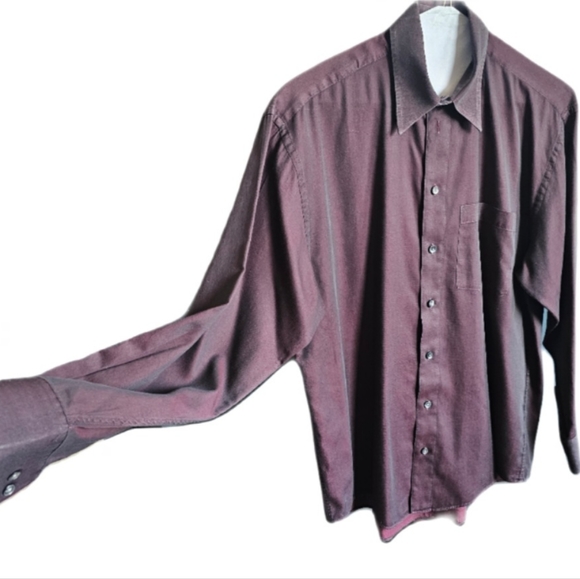 Kenneth Cole wine red long sleeve button down dress shirt men's size 15.5 - Picture 3 of 4